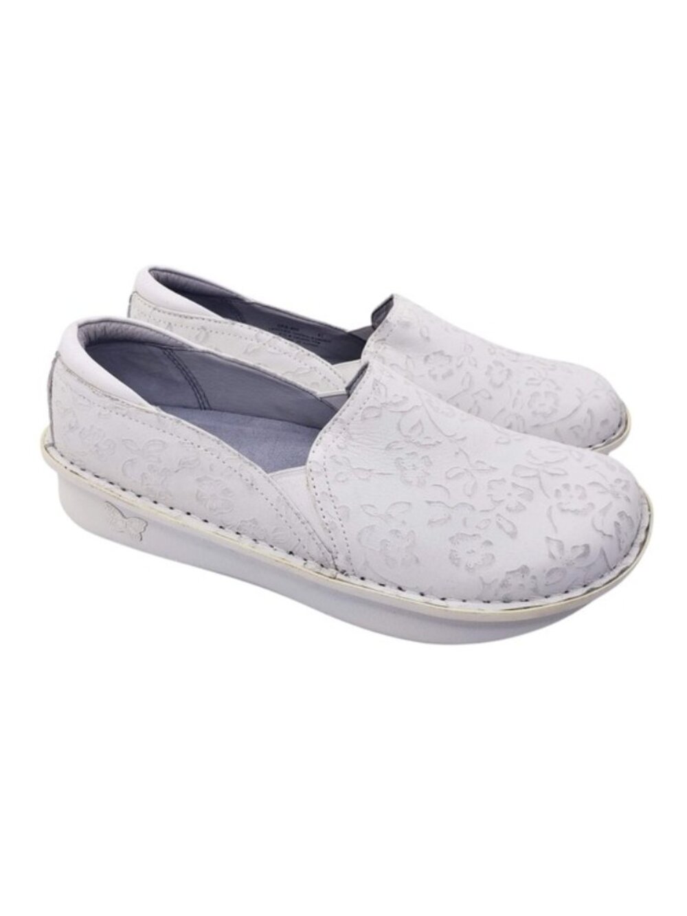 Alegria Deb Tooled Leather Flower Floral Slip On Shies Women's Size EU 41